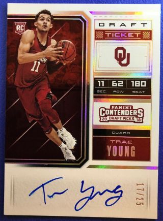 Trae Young 2018 - 19 Panini Contenders Rc Auto 17/25 Draft Ticket Variation B