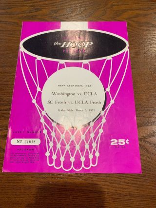 1958 Ucla Vs Washington Basketball Program “the Hoop”3/6/1959
