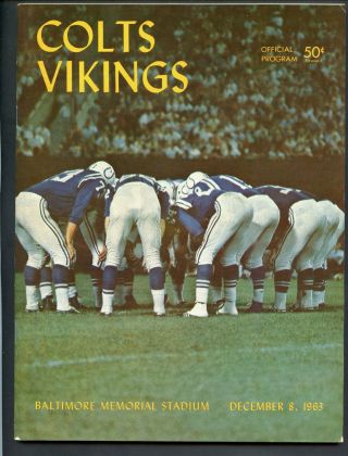 December 1963 Baltimore Colts Vs Minnesota Vikings Game Program Shape