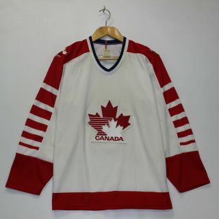 Vintage Team Canada Ccm Maska Iihf Hockey Jersey Size Medium 90s 80s White