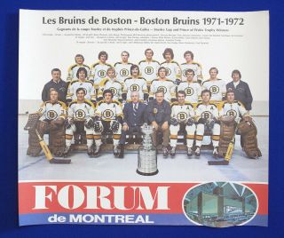 Rare 1971 - 72 Forum De Montreal Boston Bruins Team 14x16 Photo/poster