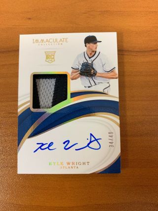 2019 Immaculate Kyle Wright 2 Color Rookie Patch Auto Rpa 34/49