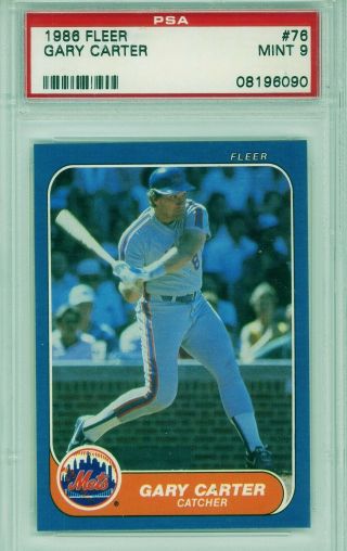 1986 Fleer Gary Carter 76 Psa 9 Mt Hof York Mets Expos