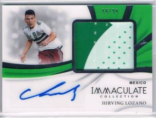 2018 19 Panini Immaculate Hirving Lozano 2 Color Number Patch Auto Autograph /99