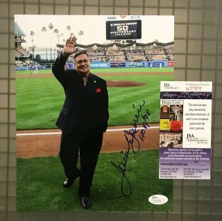 Jaime Jarrin Hof 1998 Signed 8x10 Photo Jsa Sticker Dodgers Broadcaster
