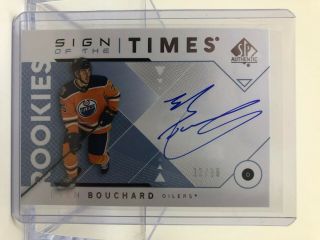 2018 - 19 Ud Sp Authentic Sign Of The Times Rookies Evan Bouchard 12/99 Auto