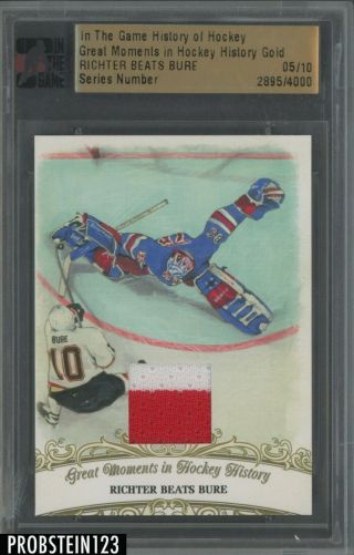 2012 In The Game Itg Great Moments In Hockey Gold Richter Beats Bure Patch 5/10