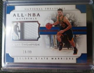 2018 - 19 National Treasures Klay Thompson All Nba Materials Game Worn Jsy Swatch