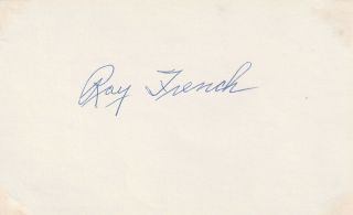 Autographed Ray French 1920 York Yankees Index Card Deceased