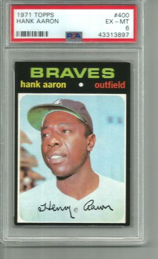 1971 Topps 400 Hank Aaron Braves Psa 6 Ex - Mt
