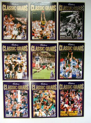 1998 Afl Select Cadbury Classic Grabs Cards X9 - Good