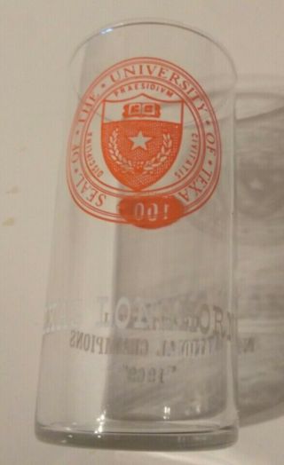 1969 University Of Texas Longhorns Football Centennial National Champions Glass