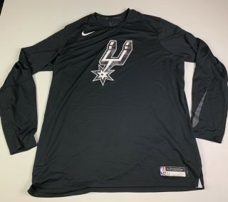 Nike San Antonio Spurs Dri - Fit Black Mens Long Sleeve Shirt Size Xlt Tall