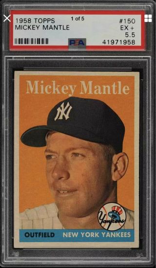1958 Topps Mickey Mantle 150 Psa 5.  5 Hof Hall Centered A Beauty