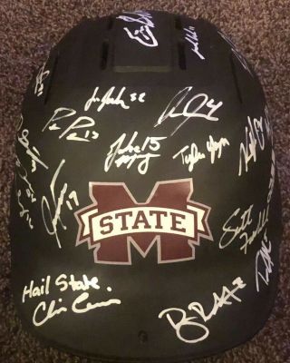 2019 Mississippi State Bulldogs Baseball Team Signed Autographed Helmet Cws1