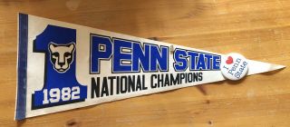 Penn State Nittany Lions Football Pennant 1982 National Champions W/ Vtg