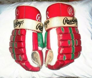 VINTAGE EARLY 90 ' S JERSEY DEVILS STYLE RAWLINGS RHG PRO M HOCKEY GLOVES 2