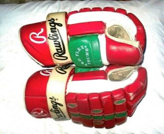 VINTAGE EARLY 90 ' S JERSEY DEVILS STYLE RAWLINGS RHG PRO M HOCKEY GLOVES 5