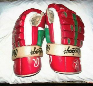 VINTAGE EARLY 90 ' S JERSEY DEVILS STYLE RAWLINGS RHG PRO M HOCKEY GLOVES 8
