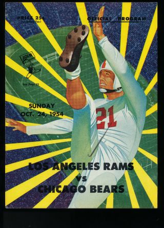 Ex Plus 10/24/1954 Bears @ L.  A.  Rams Nfl Program - George Blanda 4 Td Passes