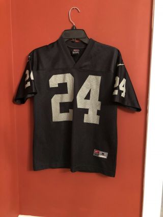 Oakland Raiders Charles Woodson 24 Nike Youth Med Black Sewn Football Jersey