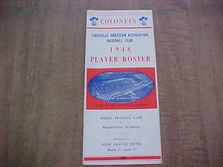 1948 Louisville Colonels Baseball Player Roster/press Guide (boston Red Sox)