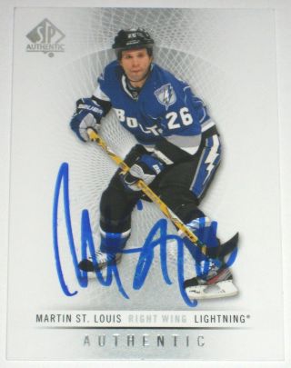Martin St.  Louis Signed 12 - 13 Upper Deck Spa Lightning Card Autograph Auto