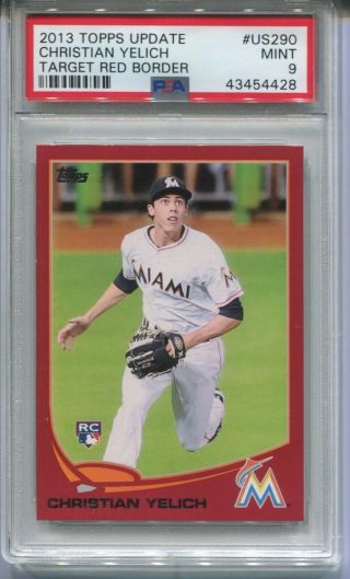 2013 Christian Yelich Topps Update Target Red Border Rc Us290 Brewers Psa 9 Mt
