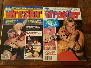 Two The Wrestler Wrestling Magazines Autographed Dusty Rhodes Bill Apter 1985