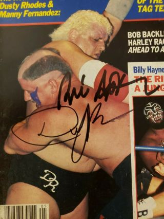 Two The Wrestler Wrestling magazines Autographed Dusty Rhodes Bill Apter 1985 2