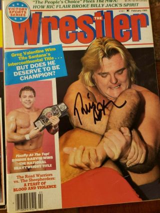 Two The Wrestler Wrestling magazines Autographed Dusty Rhodes Bill Apter 1985 5