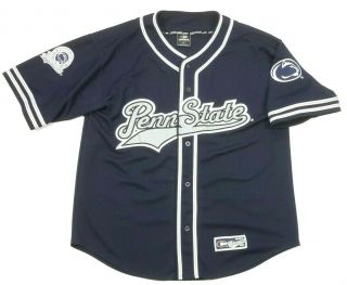 Colosseum Mens Penn State Nittnay Lions Navy Blue Stitched Baseball Jersey Xl