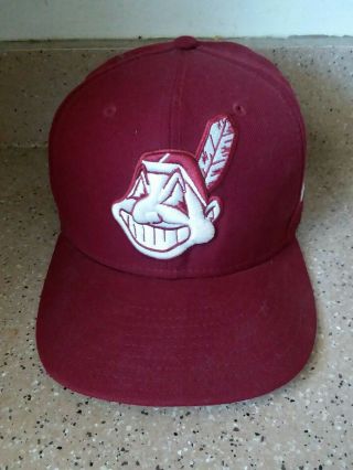 Mlb Cleveland Indians Baseball Hat Era 59fifty Chief Wahoo 7 3/8 - Red