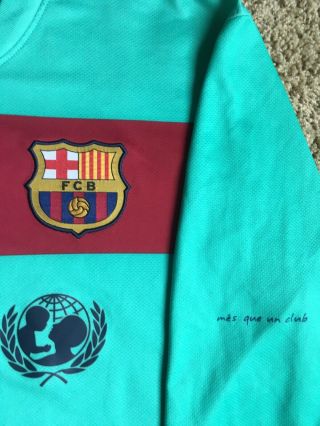 Nike 2010 2011 FC Barcelona Away Jersey Size XL Authentic Teal Long Sleeve 5