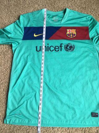 Nike 2010 2011 FC Barcelona Away Jersey Size XL Authentic Teal Long Sleeve 7