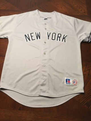 Euc Russell Athletic York Yankees Gray Jersey Size Medium
