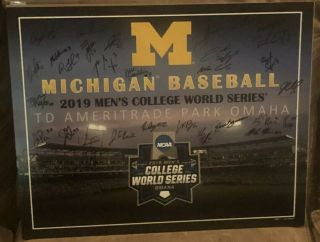 2019 Michigan Wolverines Signed Autograph Cws 16x20 College World Series