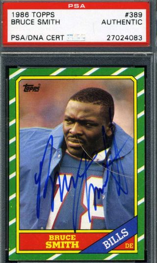 Bruce Smith 1986 Topps Rookie Hand Signed Psa/dna Authentic Autograph