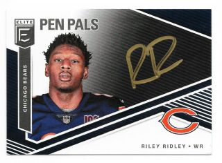 Riley Ridley 2019 Donruss Elite Fotl Pen Pals Rc Rookie Gold Auto Chicago Bears