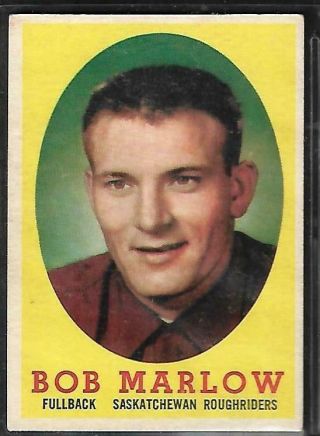 1958 Topps Cfl Football: 4 Bob Marlow,  Saskatchewan Roughriders