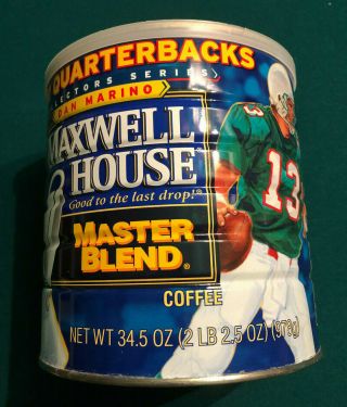 Miami Dolphins Dan Marino Vintage Maxwell House Coffee Can Never Opened