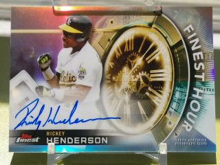 2018 Topps Finest Rickey Henderson Finest Hour Autograph Refractor Mt,