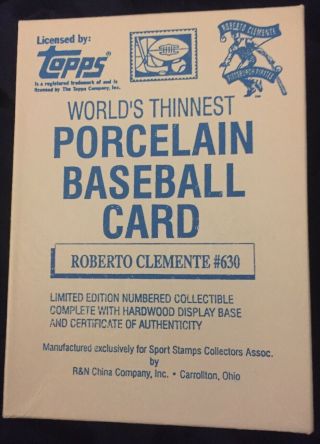 Topps World’s Thinnest Porcelain Baseball Card Roberto Clemente Limted Edition