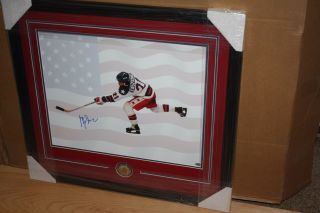 1980 Team Usa Mike - Eruzione Miracle On Ice Signed Framed Auto 16x20 Photo Leaf -