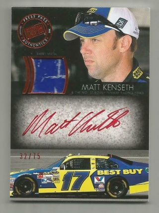 2012 Press Pass Redline Matt Kenseth Autograph Race Sheet Metal 32/75
