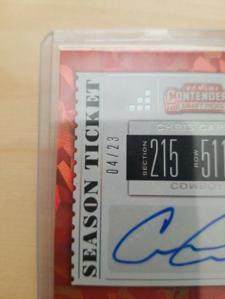 2019 Contenders Draft Chris Carson Cracked Ice Auto Autograph ed 19/23 3