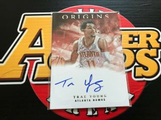 2018 - 19 Panini Chronicles Trae Young Rookie Rc Origins Auto On Card 39/99