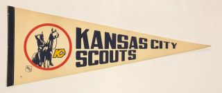 Vintage 1970s Kansas City Scouts Nhl Hockey Official Felt Pennant 12x30 Inches