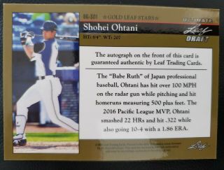 SHOHEI OHTANI 2018 Leaf Ultimate Auto Autograph RC JAPAN 2