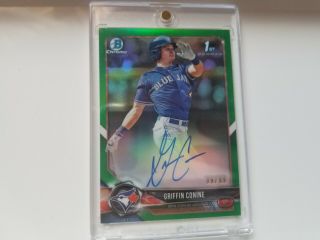 2018 Bowman Chrome Draft Griffin Conine Auto Green Refractor 39/99 Blue Jays